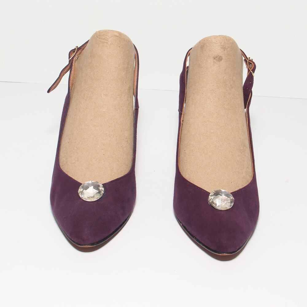 Vintage Doris Jene Purple Suede Slingback Pumps Heels Size 6.5M - Picture 3 of 8